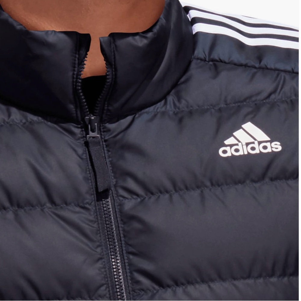 Adidas Black Quilted Jacket with White Stripes